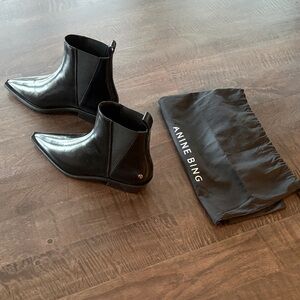 Anine Bing Bekah Flat Boots in High Shine Black 38 - brand new, never worn!